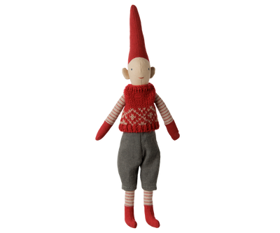 Maileg Pixy, Size 1 - Boy - Red Knitted Vest at Bibelot UK Stockist