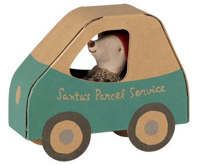 Maileg Christmas Mouse, Little Brother in Car Box at Bibelot Leek UK Stockist