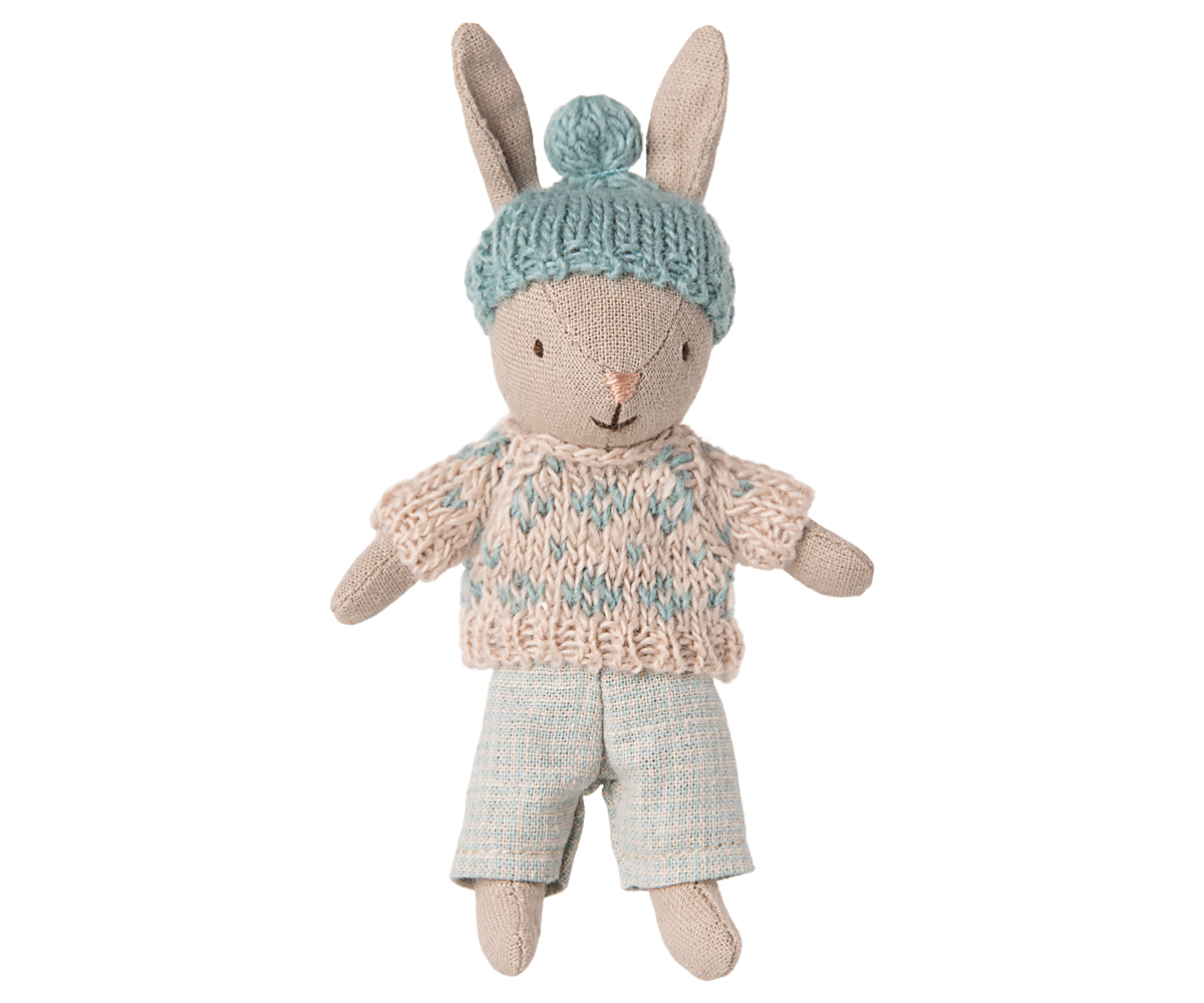 Maileg Winter Rabbit, Micro - Sand - Mint UK stockist