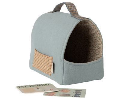 Maileg Pet Carrier - Dusty Blue at Bibelot Leek, UK Stockist