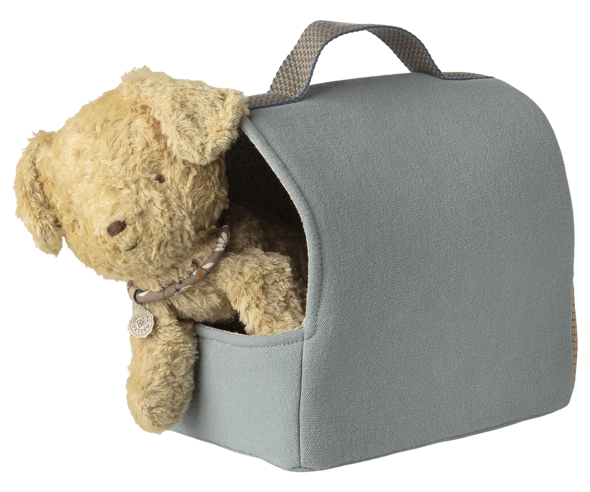 Maileg Pet Carrier - Dusty Blue at Bibelot Leek, UK Stockist
