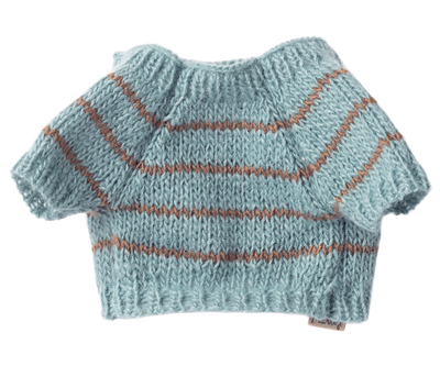 Maileg Puppy Supply, Small, Knitted Sweater - Dusty Blue at Bibelot Leek