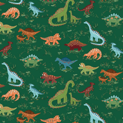 Makower Prehistoric Roam Green 166/G Cotton Fabric at Bibelot, Leek