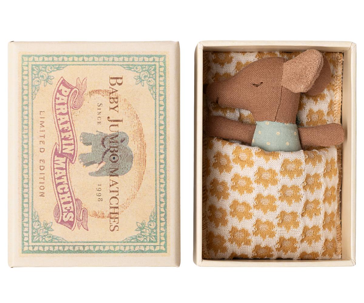 Maileg Sleepy Wakey Baby Mouse in Matchbox - Blue UK Stockist