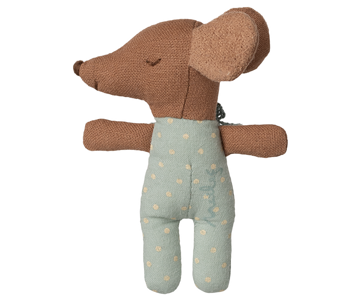 Maileg Sleepy Wakey Baby Mouse in Matchbox - Blue UK Stockist