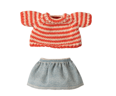 Maileg Knitted Sweater and Skirt, Big Sister Mouse Bibelot Leek UK Stockist