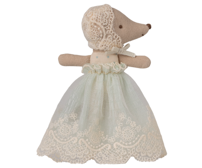 Maileg Baby Mouse in Gown - Mint at Bibelot Leek