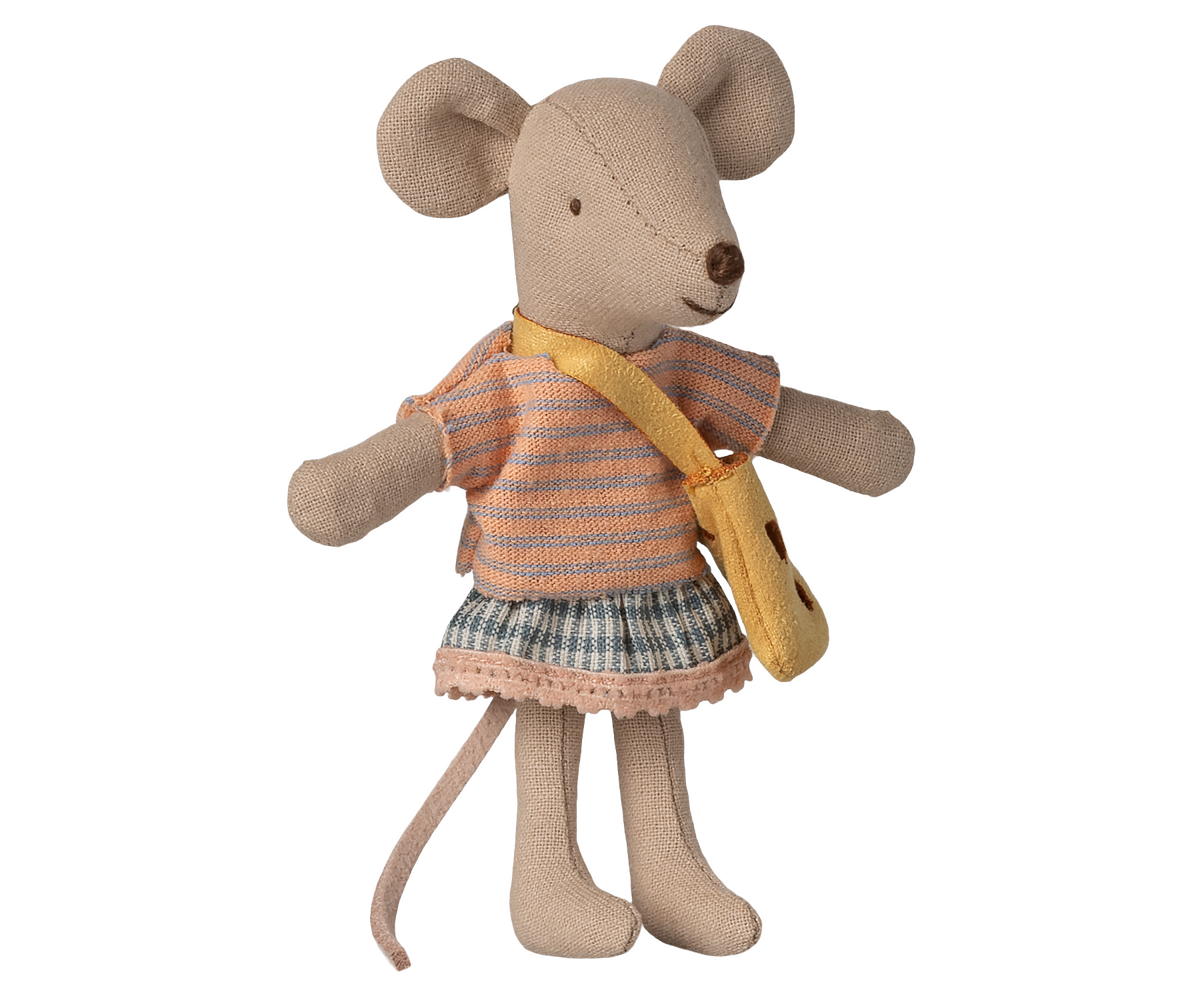 Maileg Little Sister Mouse with Bag at Bibelot Leek UK Stockist