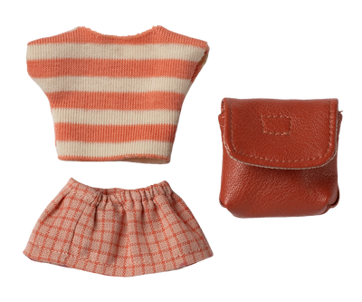 Maileg Clothes and Bag, Big Sister Mouse - Coral at Bibelot Leek
