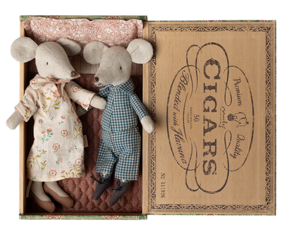 Maileg Grandma and Grandpa Mice in Cigarbox Bibelot Leek UK Stockist