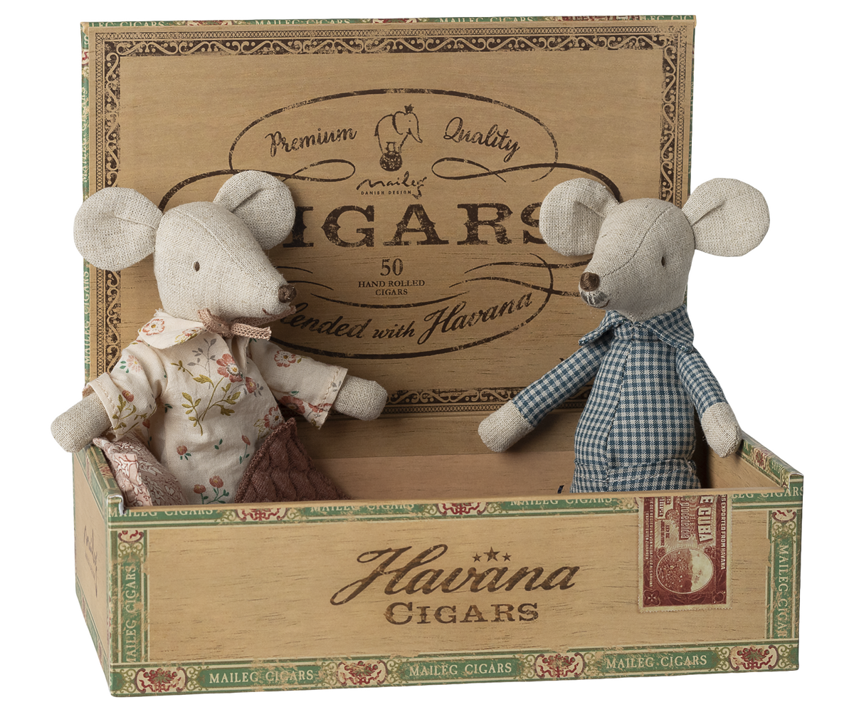 Maileg Grandma and Grandpa Mice in Cigarbox Bibelot Leek UK Stockist