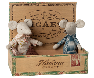 Maileg Grandma and Grandpa Mice in Cigarbox Bibelot Leek UK Stockist