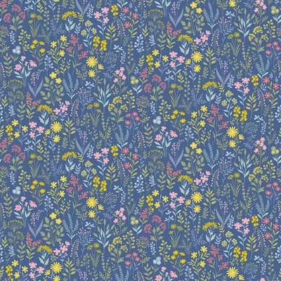Makower Petite Fleur Meadow Blue 180/B  Cotton Fabric at Bibelot, Leek