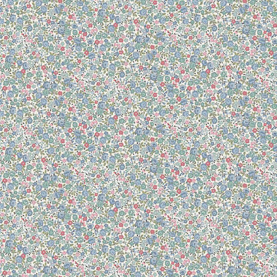 Makower Petite Fleur Rose Blue 181/B  Cotton Fabric at Bibelot, Leek