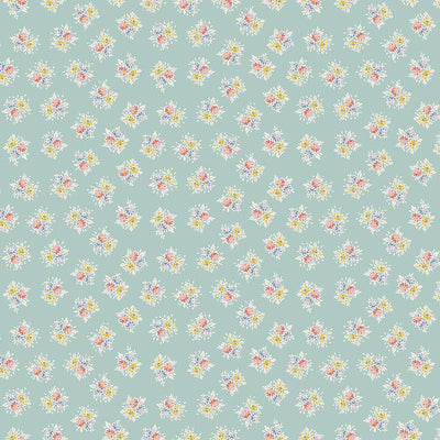 Makower Petite Fleur Posy Teal 184/T Cotton Fabric at Bibelot, Leek