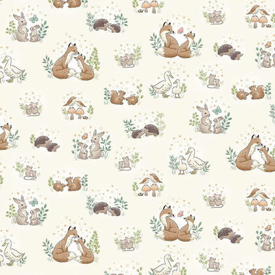 Makower Little Ones Hugs Cream 189/Q Cotton Fabric at Bibelot, Leek
