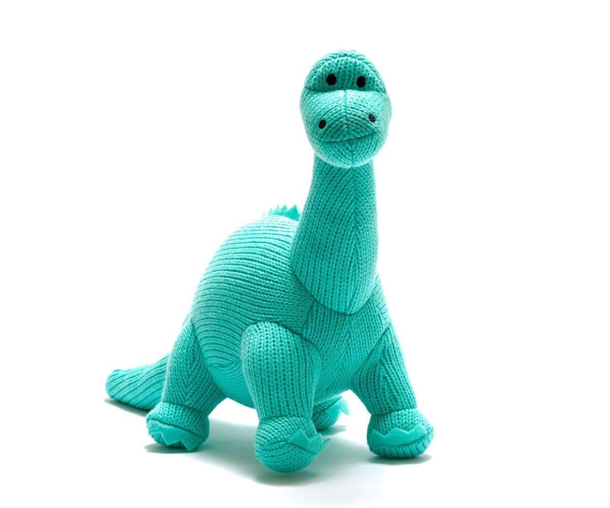Best Years Knitted Dinosaur Ice Blue Diplodocus Toy image 0