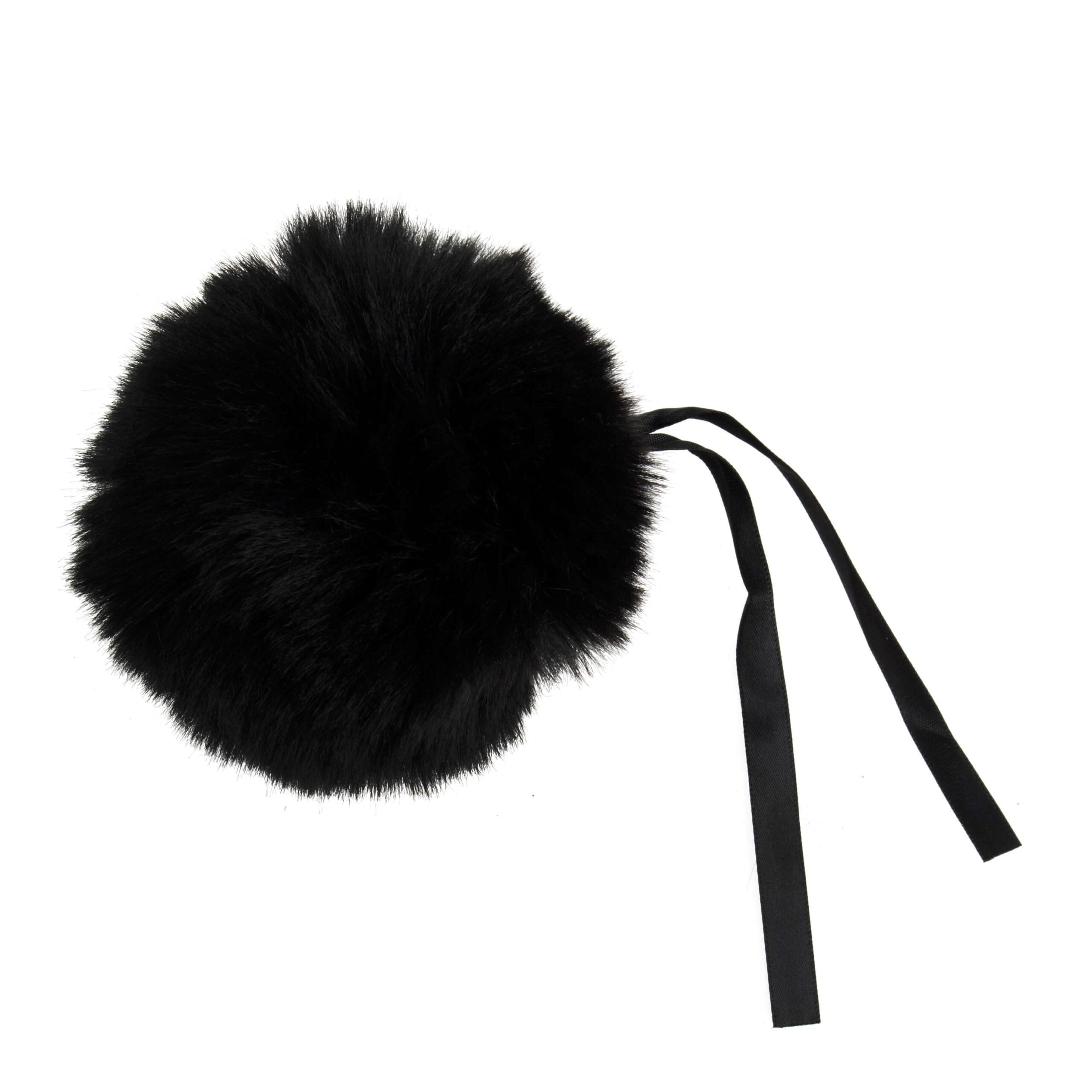 Faux Fur Black Pom Pom: Large image 0