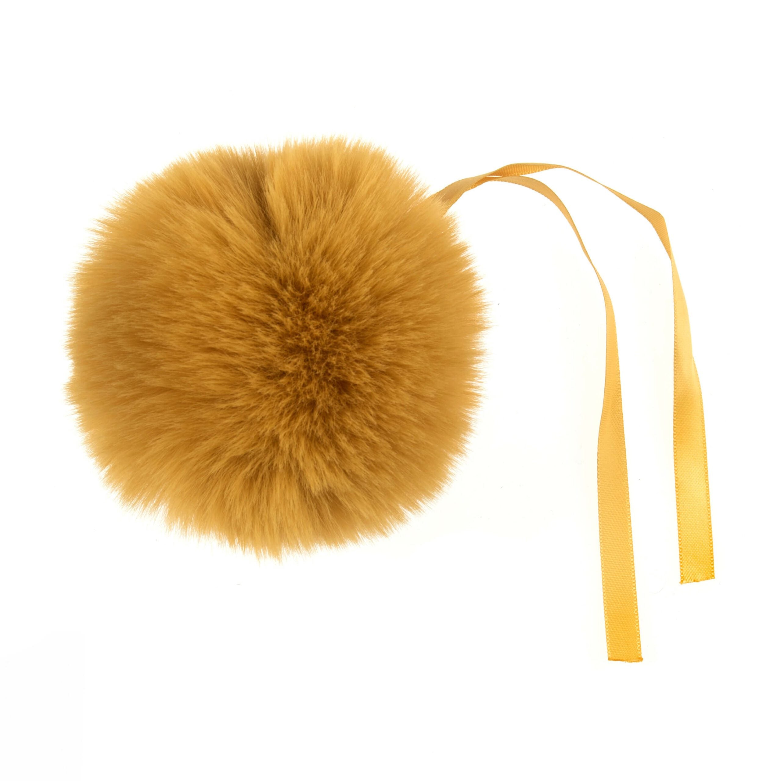 Faux Fur Mustard Pom Pom: Large image 0