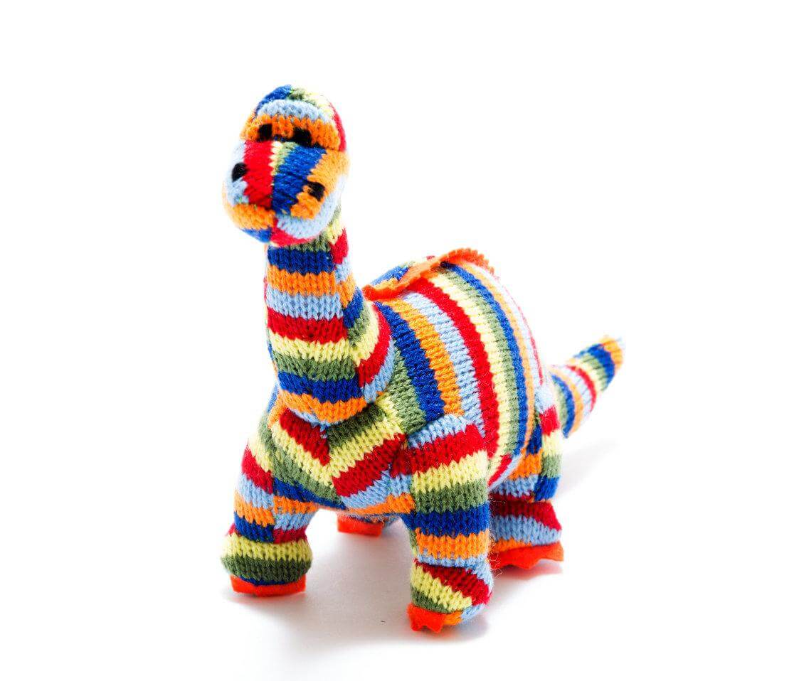 Best Years Small Stripe Knitted Diplodocus Rattle image 0