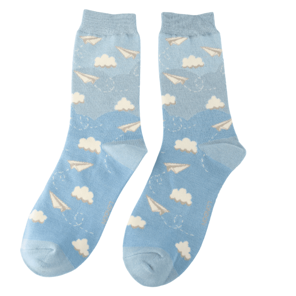 Miss Sparrow Paper Planes Socks: Sky Blue image 1