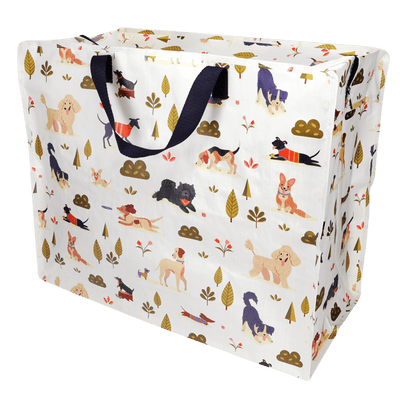 Large storage bag with dog pattern on a white background