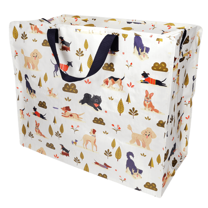 Large storage bag with dog pattern on a white background