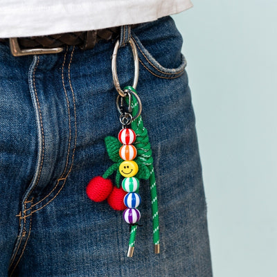 Rex London Keyring Bag Charm - Crochet Cherry at Bibelot Leek UK Stockist