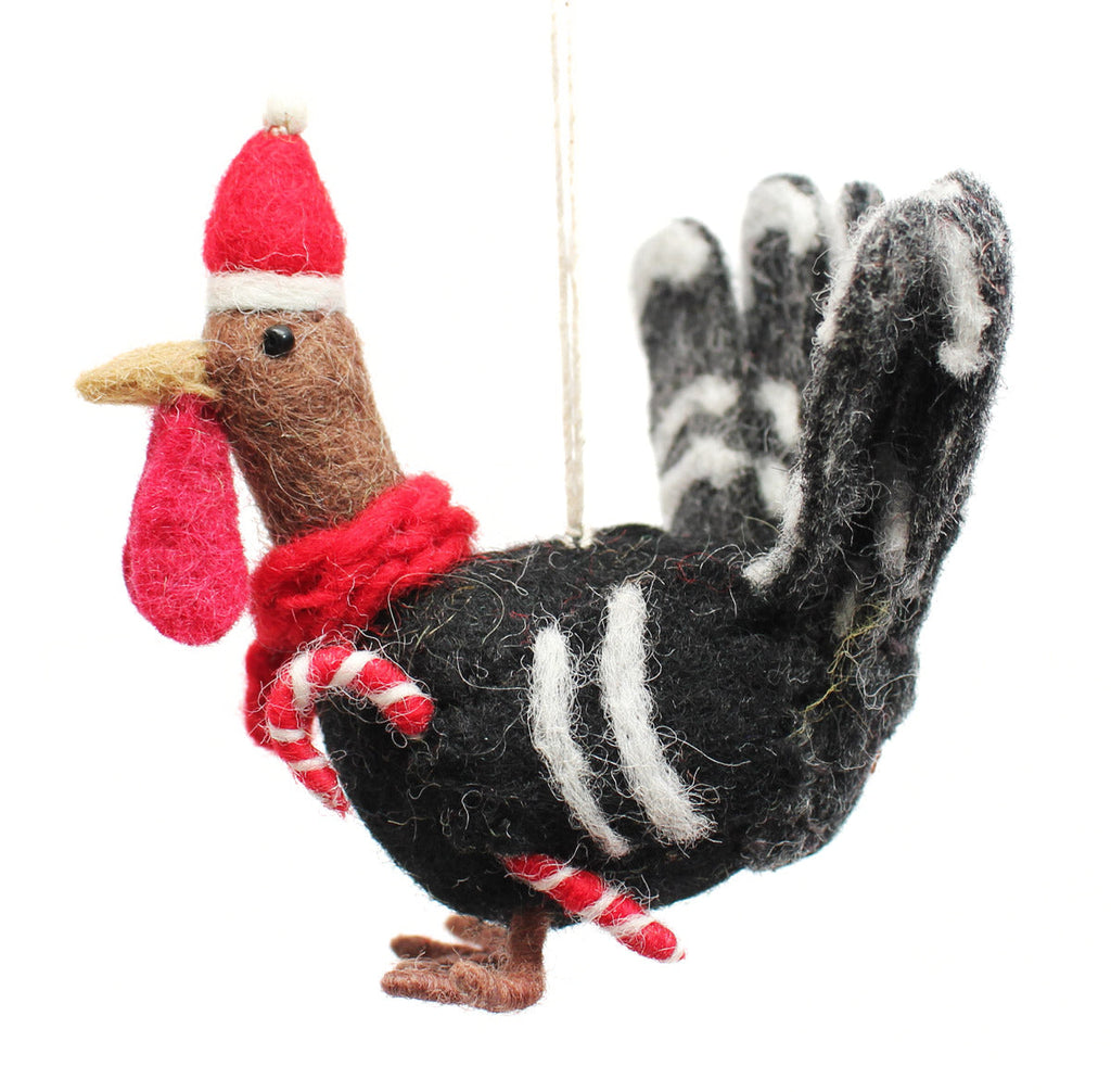 Amica Felt fair trade Festive Turkey with Candy Cane decoration
