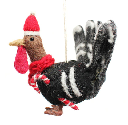 Amica Felt fair trade Festive Turkey with Candy Cane decoration
