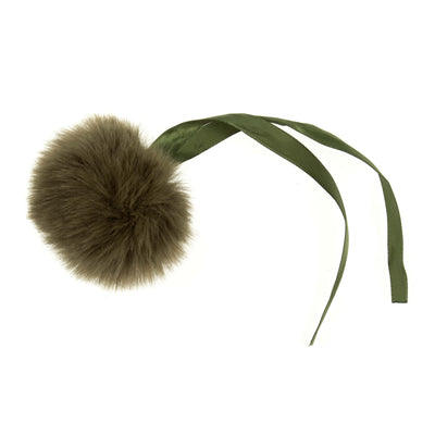 Faux Fur Khaki Pom Pom: Medium image 0