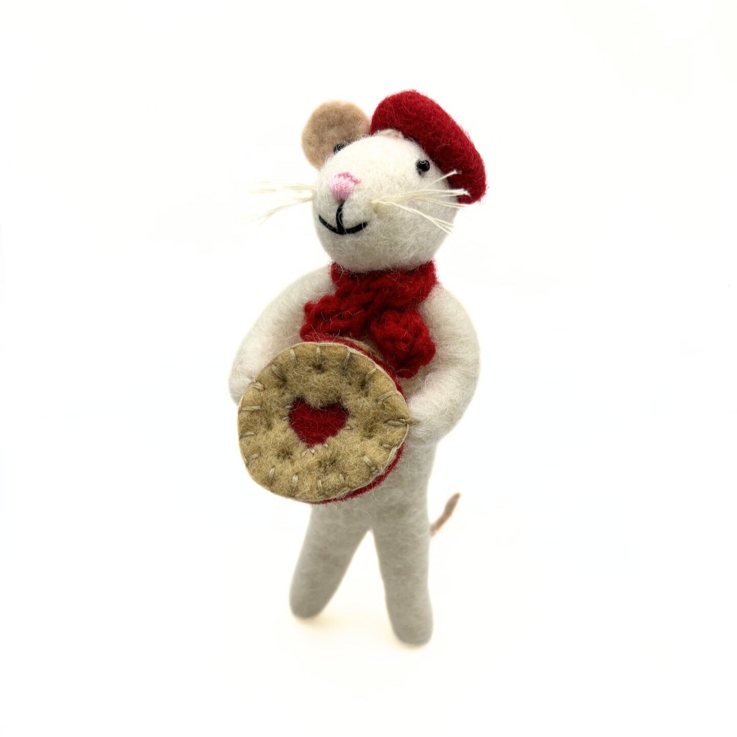 Amica Felt Mouse with Jammy Dodger Biscuit Decoration Bibelot Leek UK Stockist