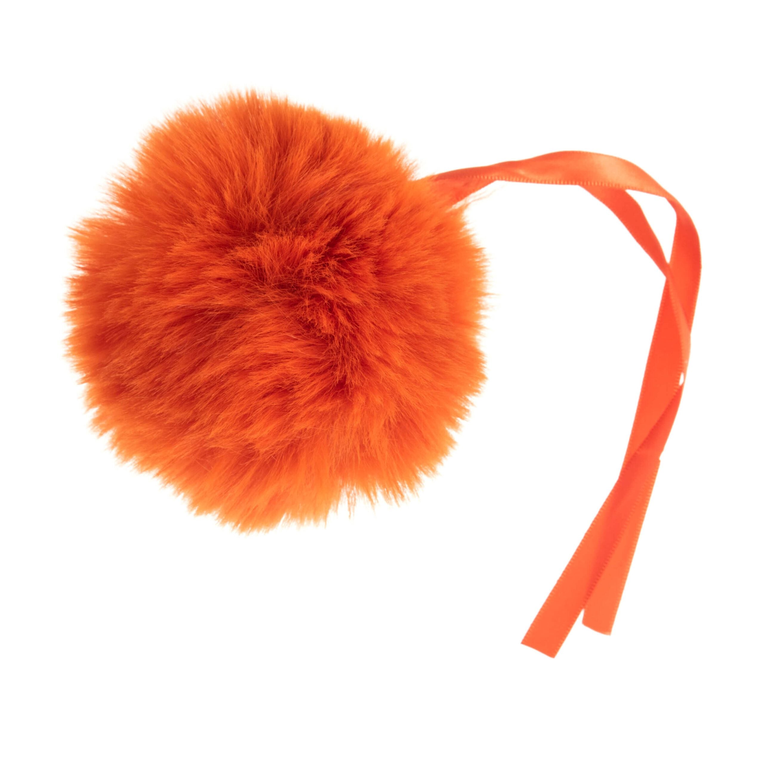 Faux Fur Orange Pom Pom: Large image 0