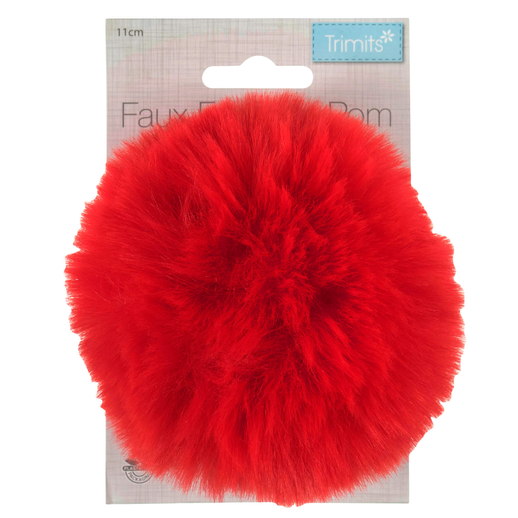 Faux Fur Red Pom Pom: Large image 1