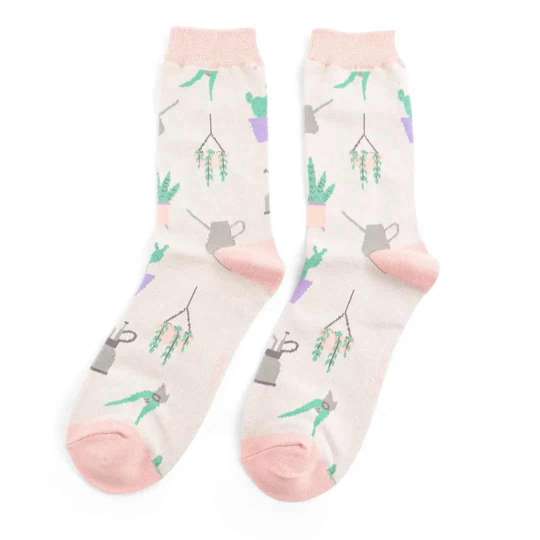 Miss Sparrow House Plants Socks: Silver image 0