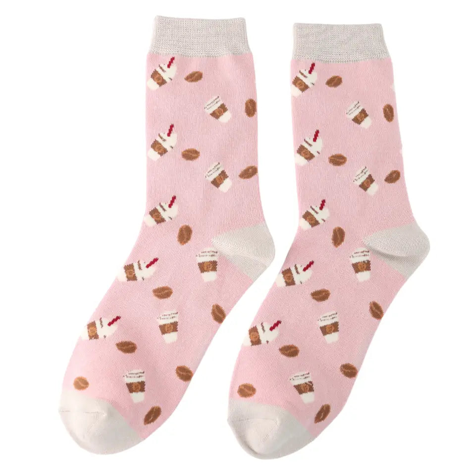 Miss Sparrow Takeaway Coffee Socks: Pink image 1