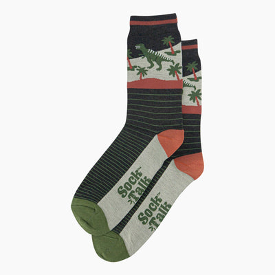 Sock Talk Men's Bamboo Socks - Black/Green, T-Rex Forest Bibelot Leek UK Sockist
