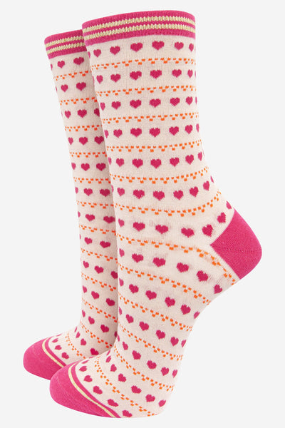 Sock Talk Women's Love Heart Dot Print Bamboo Socks with Glitter Detail Bibelot Leek UK Stockist