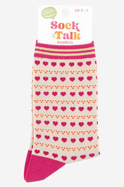 Sock Talk Women's Love Heart Dot Print Bamboo Socks with Glitter Detail Bibelot Leek UK Stockist