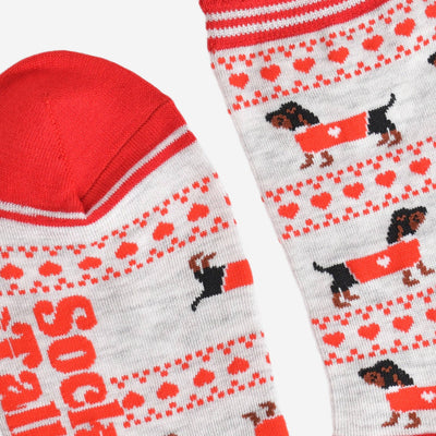 Sock Talk Women's Bamboo Socks - Grey/Red, Sausage Dog Fair Isle Bibelot Leek UK Stockist