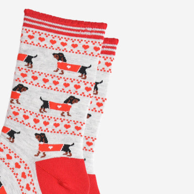 Sock Talk Women's Bamboo Socks - Grey/Red, Sausage Dog Fair Isle Bibelot Leek UK Stockist