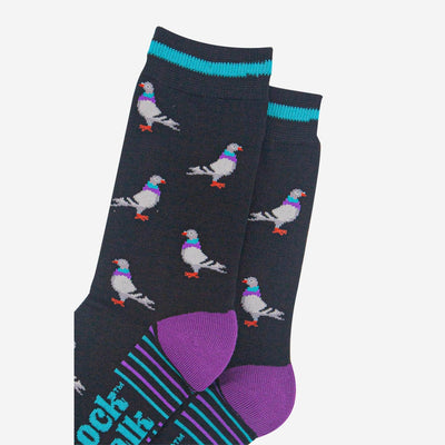 Sock Talk Men's Bamboo Socks - Black/Purple, Pigeon Bibelot Leek UK Stockist