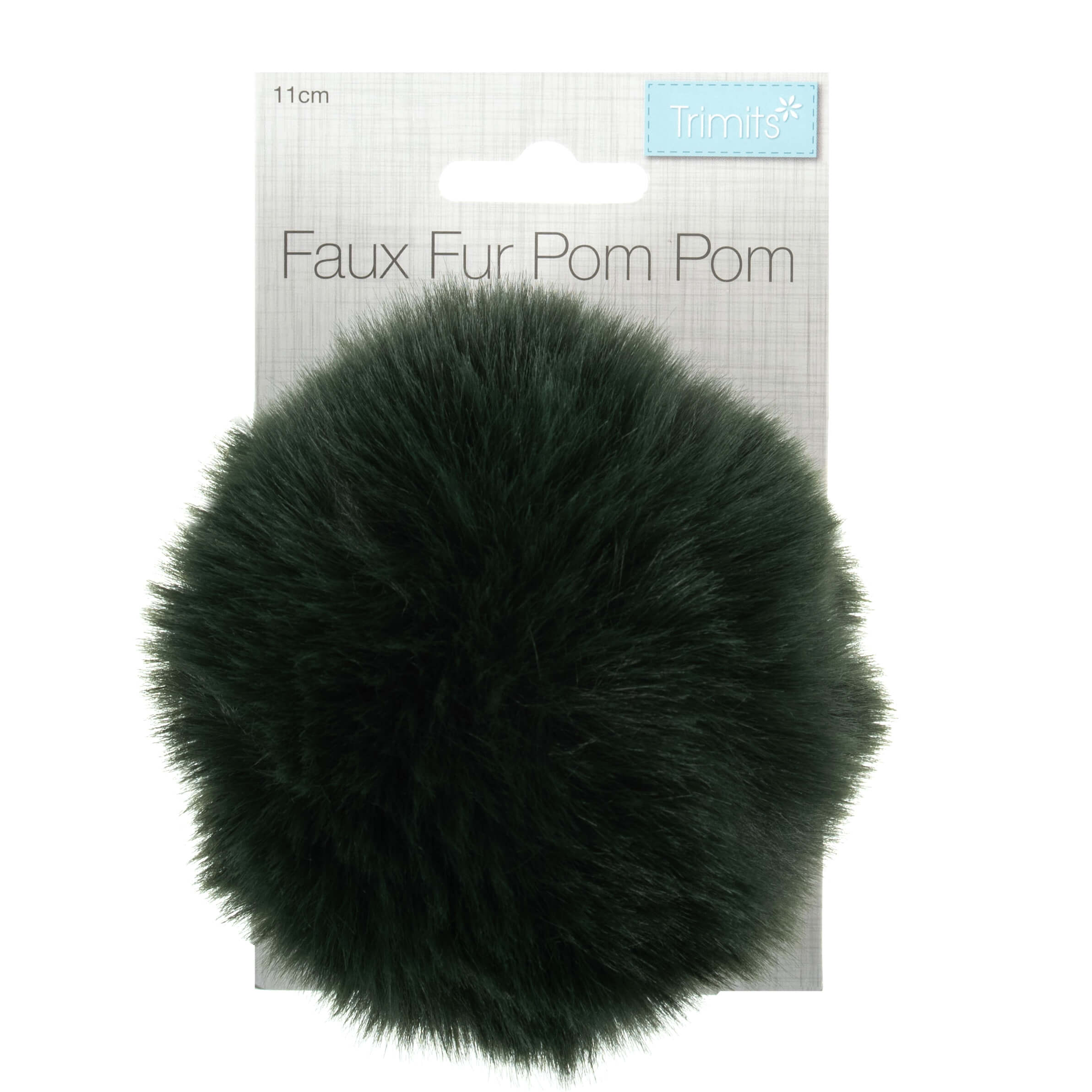 Faux Fur Dark Green Pom Pom: Large image 1