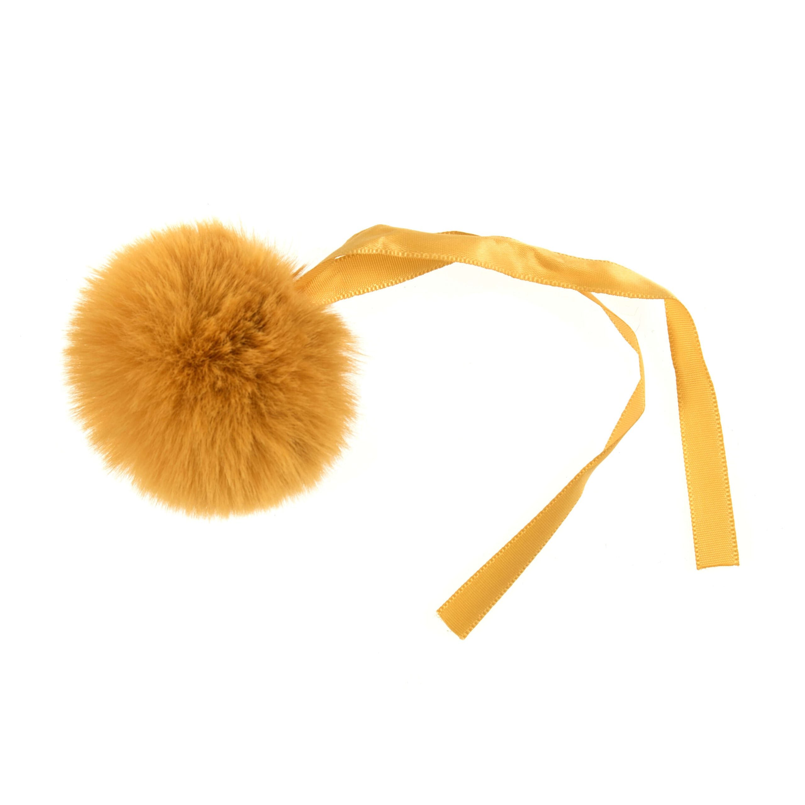Faux Fur Mustard Pom Pom: Medium image 0