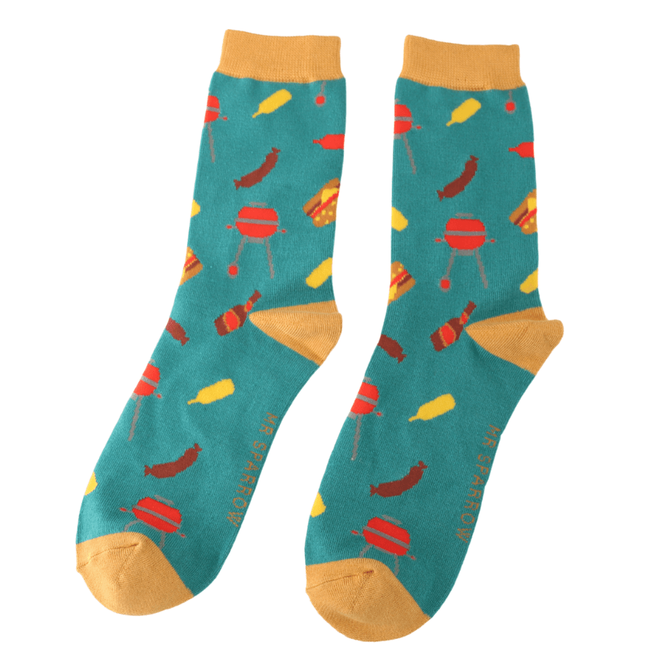 Mr Sparrow BBQ Socks: Teal image 1