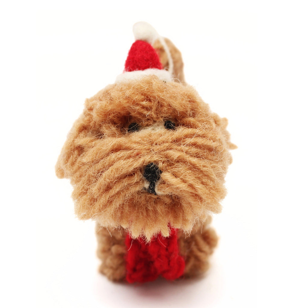 Amica Felt Fair Trade Christmas Cockapoo in Hat & Scarf