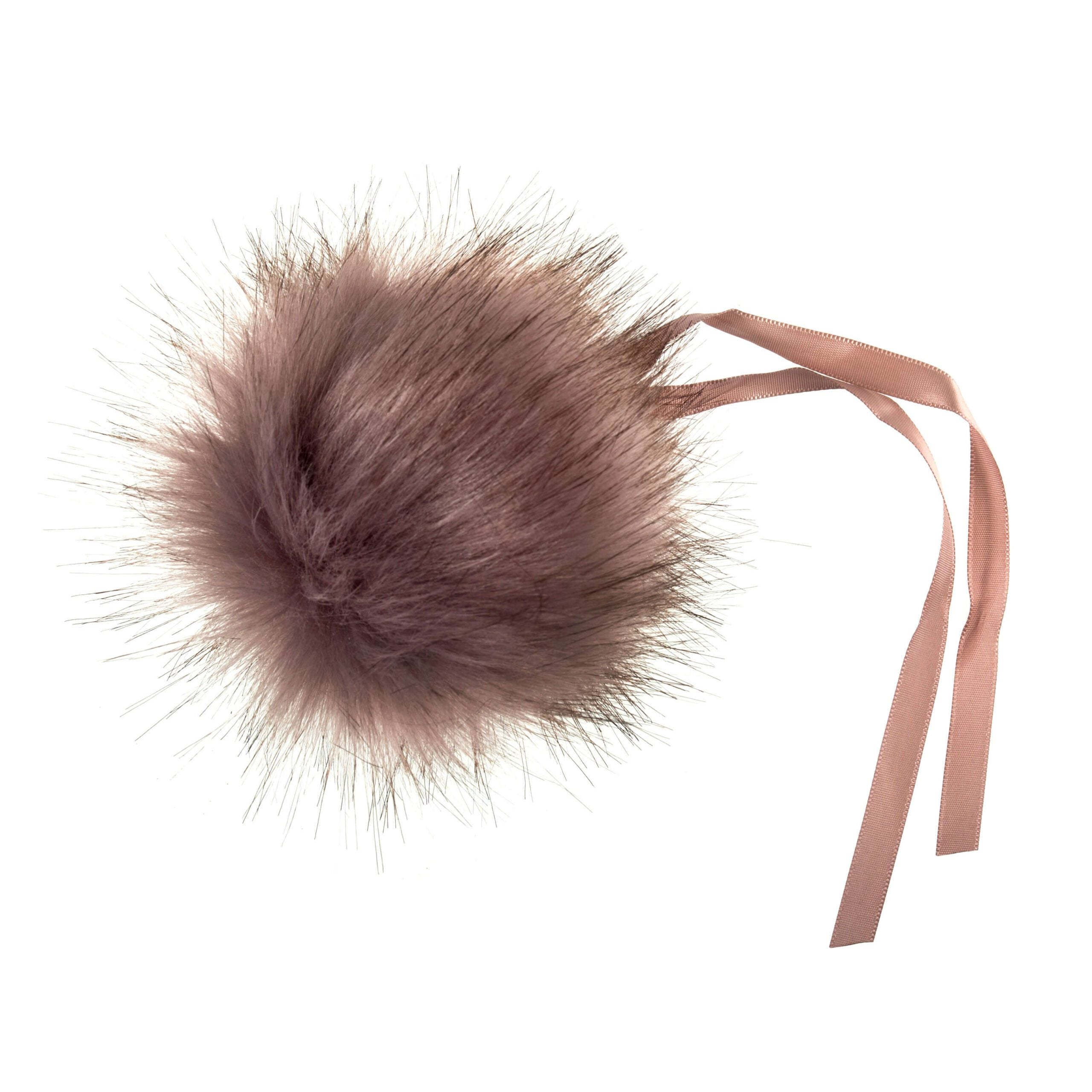 Faux Fur Tipped Pink Pom Pom: Large image 0