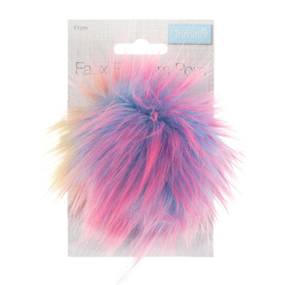 Faux Fur Rainbow Pom Pom: Large image 1