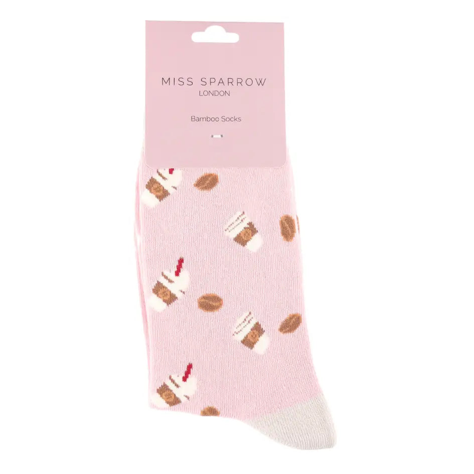 Miss Sparrow Takeaway Coffee Socks: Pink image 0