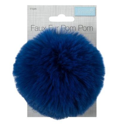 Faux Fur Blue Pom Pom: Large image 1